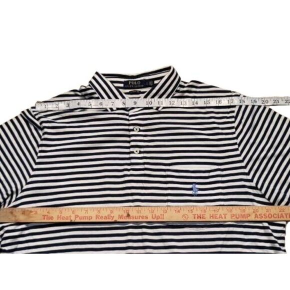 Polo Ralph Lauren Classic Fit Shirt Men Sz L Striped Blue White Short Sleeve Poc - Picture 4 of 7